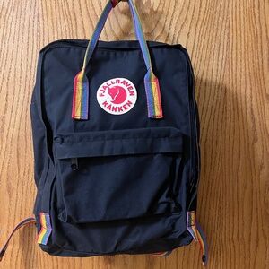 Fjallraven Kanken Rainbow Strap Black Backpack
